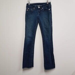True Religion Johnny Jeans Womens Size 28 Low Rise Straight Leg Blue 10-502TS